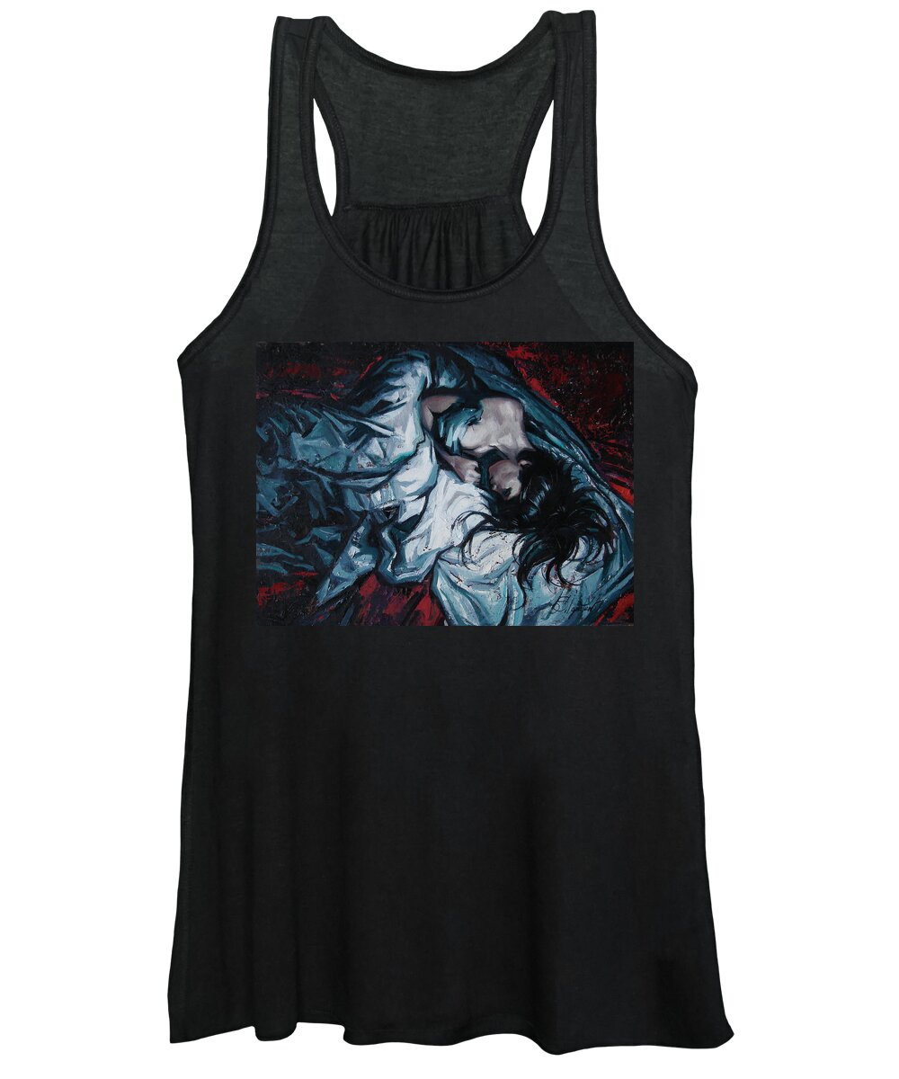Oil Women's Tank Top featuring the painting Presentiment of insomnia by Sergey Ignatenko