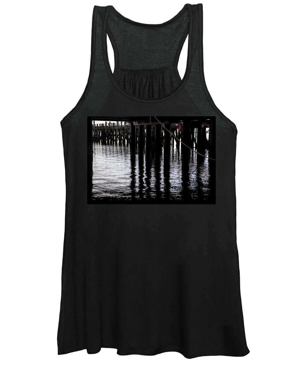 Charles Harden Women's Tank Top featuring the photograph Provincetown Wharf Reflections by Charles Harden