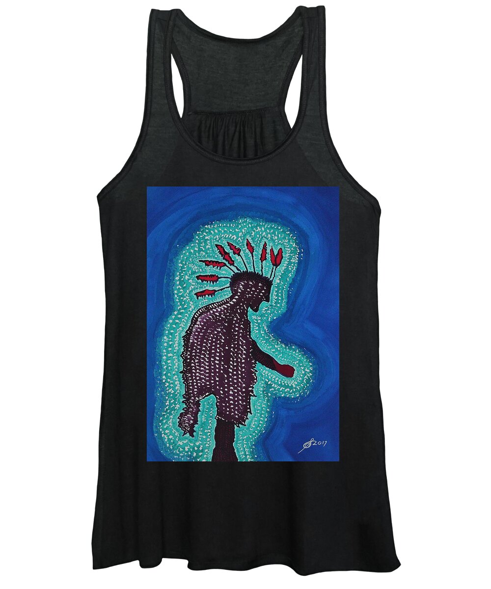 Shaman Women's Tank Top featuring the painting Punk Shaman original painting by Sol Luckman