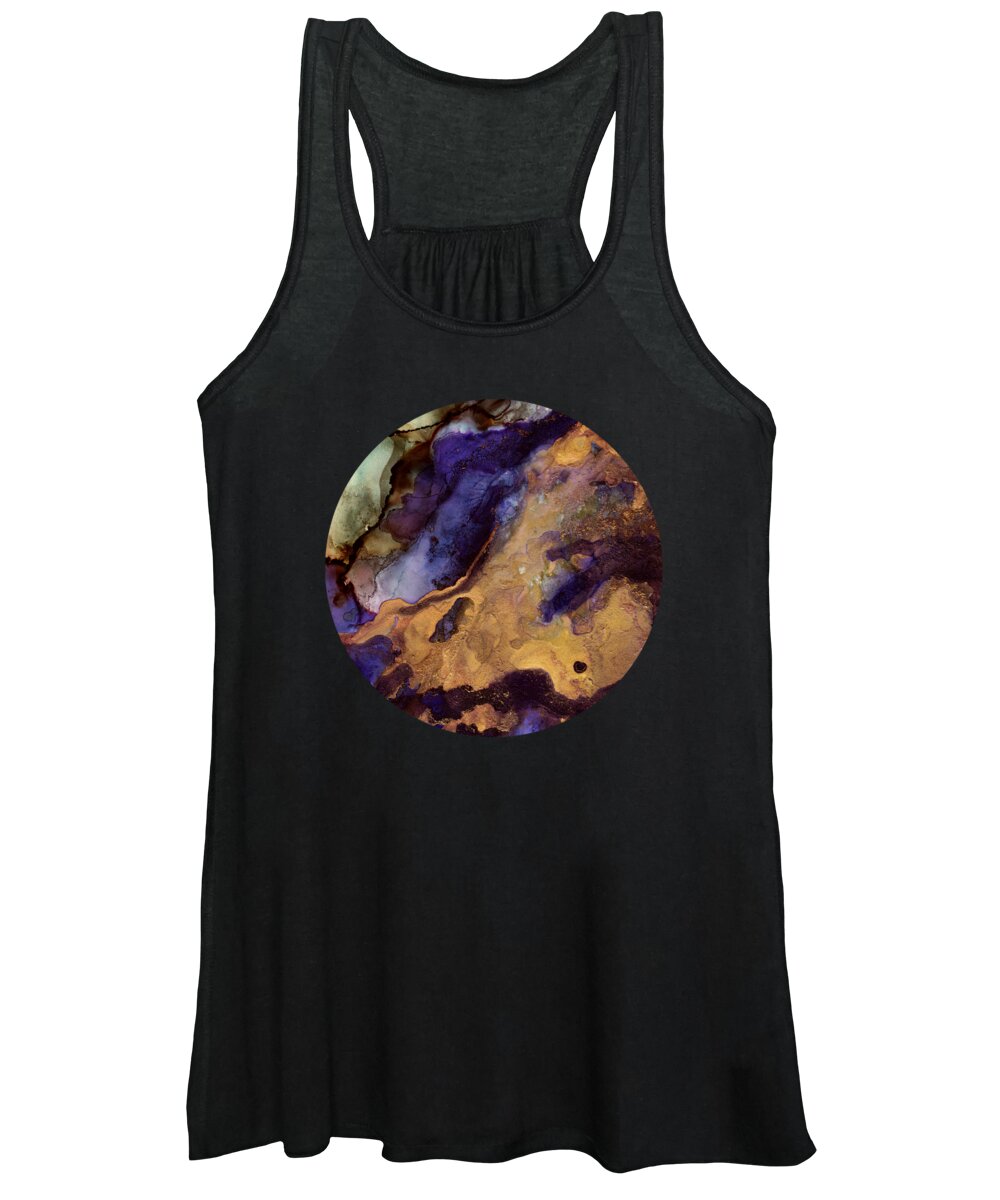 Purple Women's Tank Top featuring the digital art Purple and Gold Abstract by Spacefrog Designs