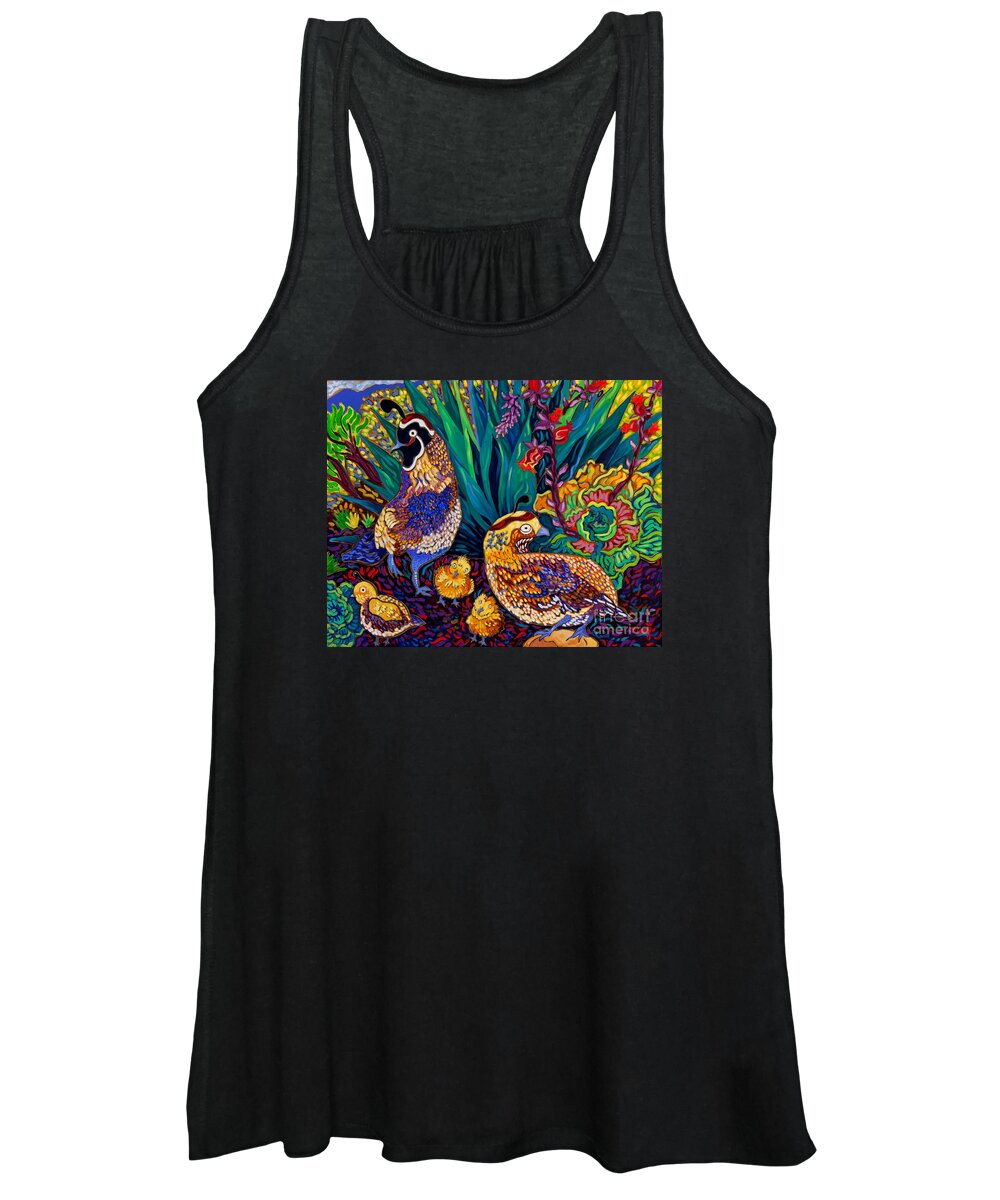 Succulent Women's Tank Top featuring the painting Quail Family by Cathy Carey