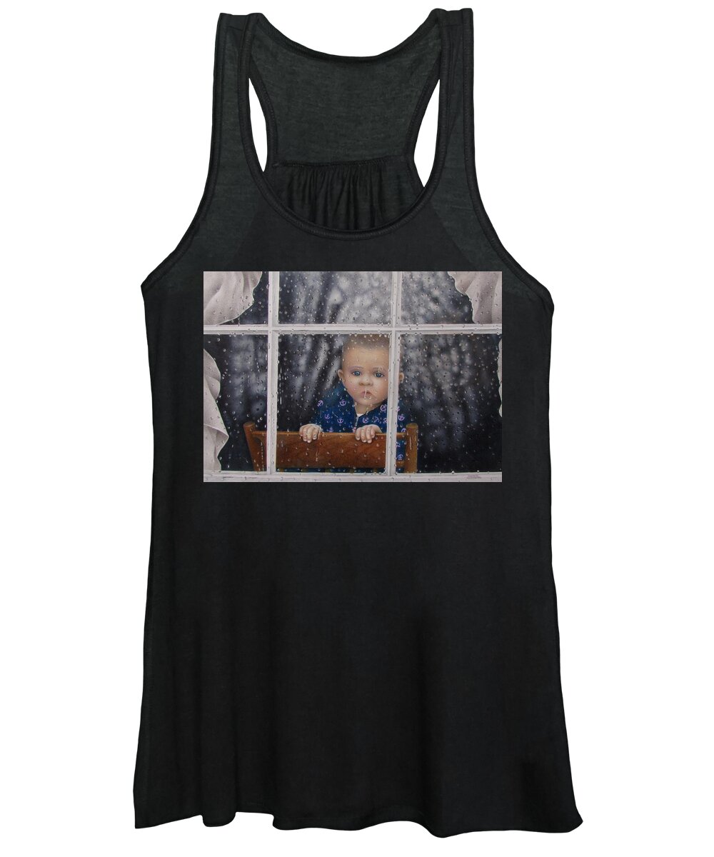 Children Art Women's Tank Top featuring the drawing Rain Check by Pamela Clements