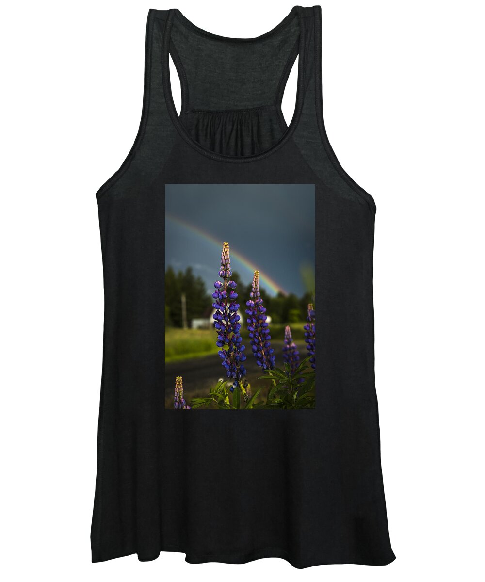 Flower Women's Tank Top featuring the photograph Rainbow over Lupine by Robert Potts