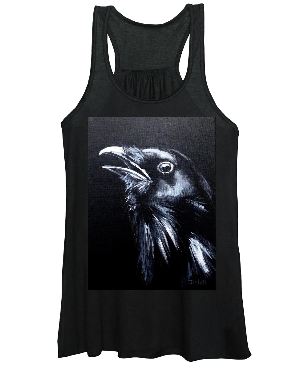 Raven Women's Tank Top featuring the painting Raven Warning by Pat Dolan