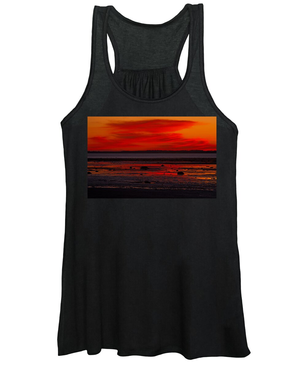 Coastline Women's Tank Top featuring the photograph Red Clouds At Nightfall by Irwin Barrett