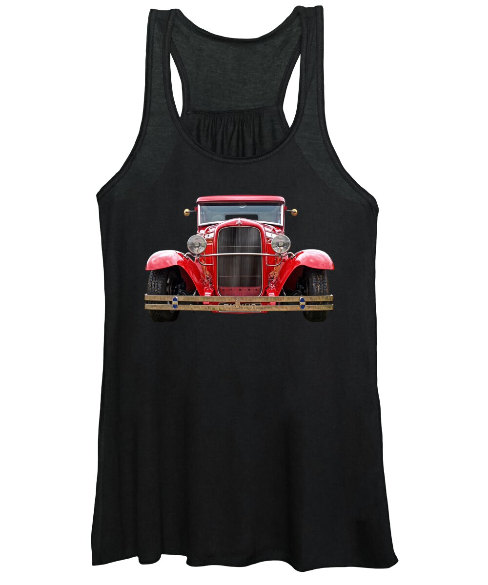 Hotrod Women's Tank Top featuring the photograph Red Ford Coupe Head ON by Gill Billington