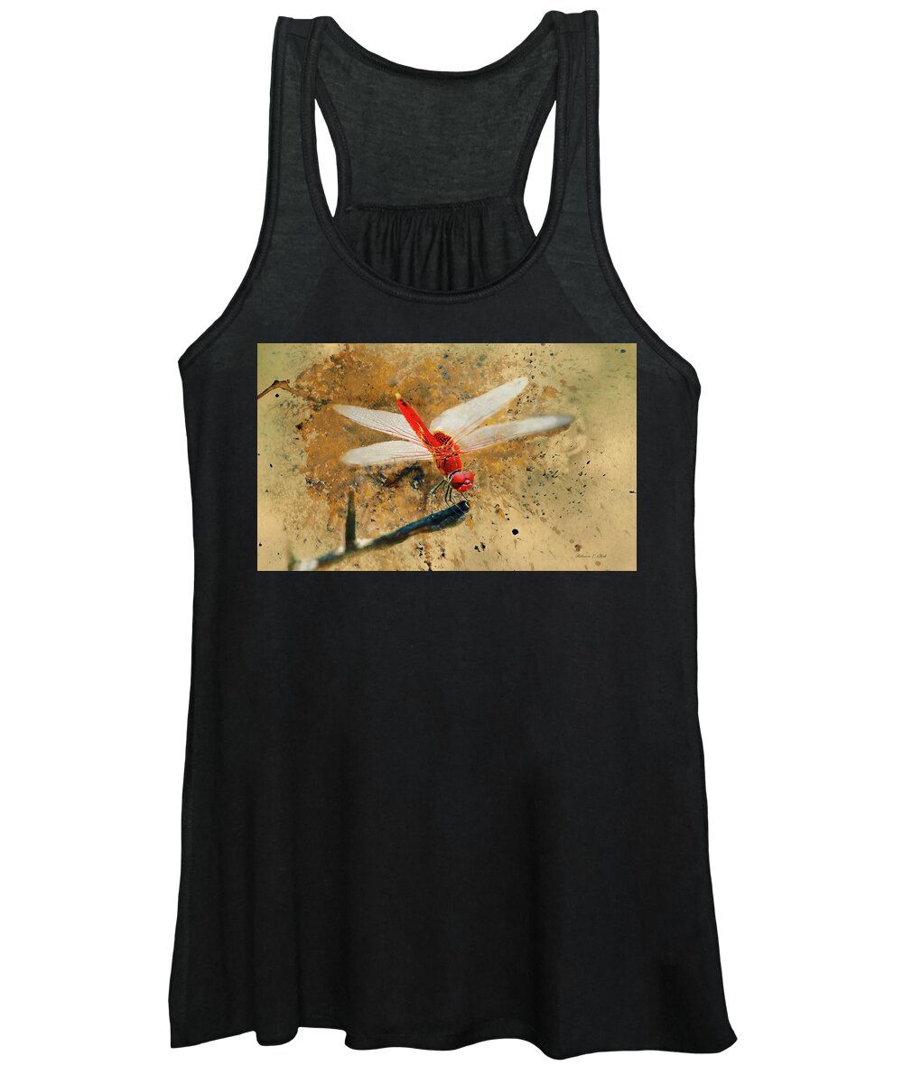 Red Veined Darter Dragonfly Women's Tank Top featuring the photograph Red Veined Darter Dragonfly by Bellesouth Studio