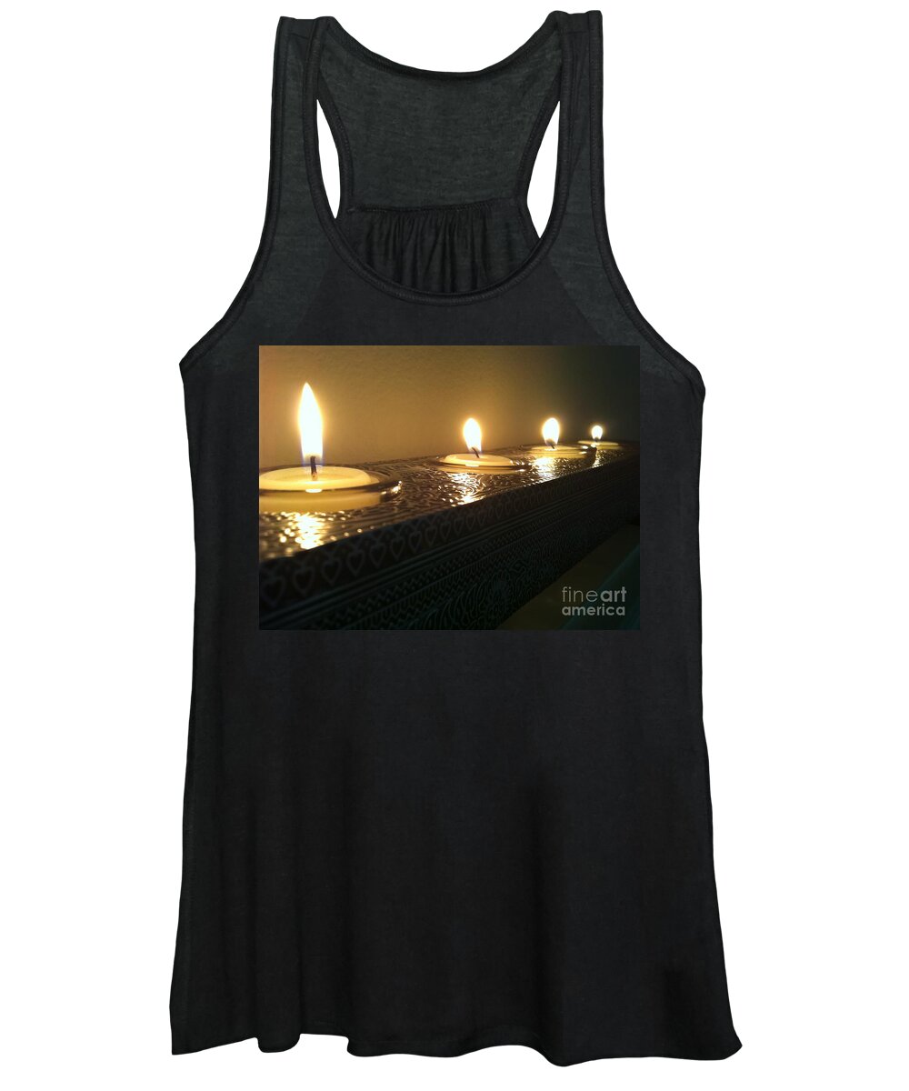 Candles Women's Tank Top featuring the photograph Reflection by Vonda Lawson-Rosa