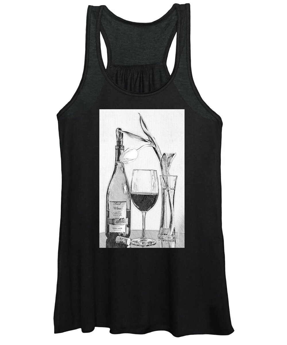 Still Life Women's Tank Top featuring the photograph Reserved Table for One in Black and White by Sherry Hallemeier