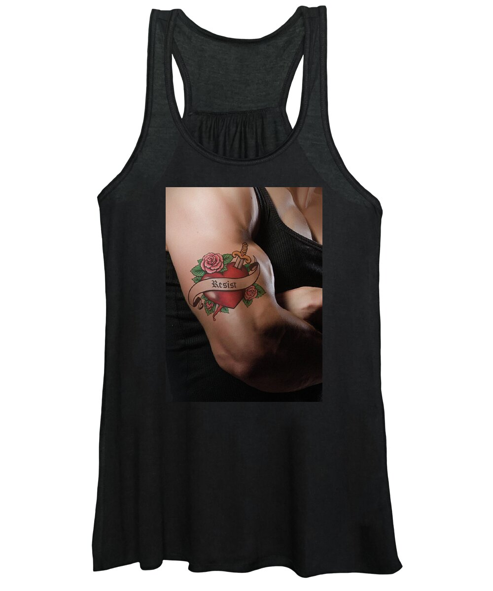 Democratic Socialists Women's Tank Top featuring the mixed media Resistance Tattoo by Susan Maxwell Schmidt