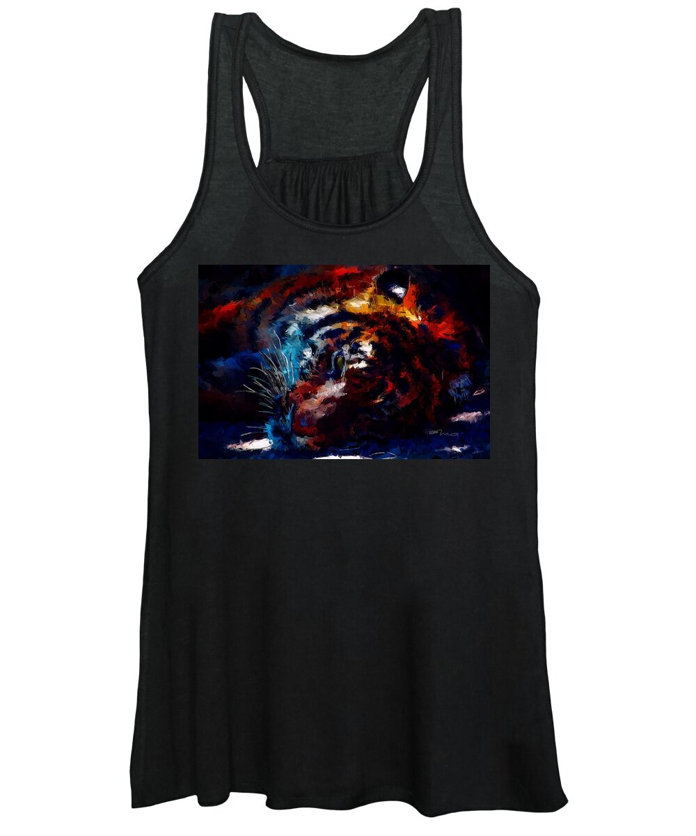 resting Tiger Women's Tank Top featuring the painting Resting Tiger by Mark Taylor