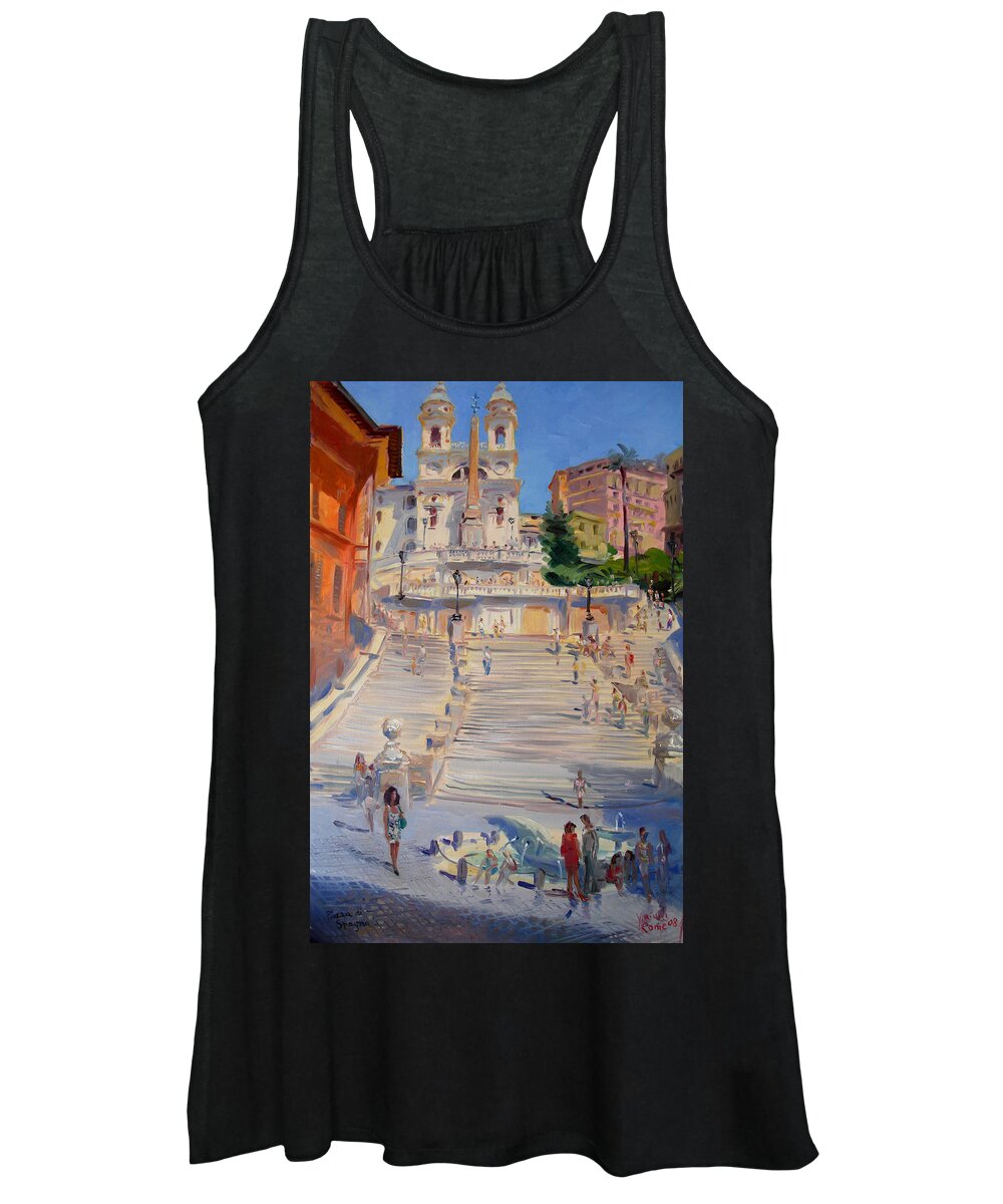 Rome Piazza Di Spagna Women's Tank Top featuring the painting Rome Piazza di Spagna by Ylli Haruni