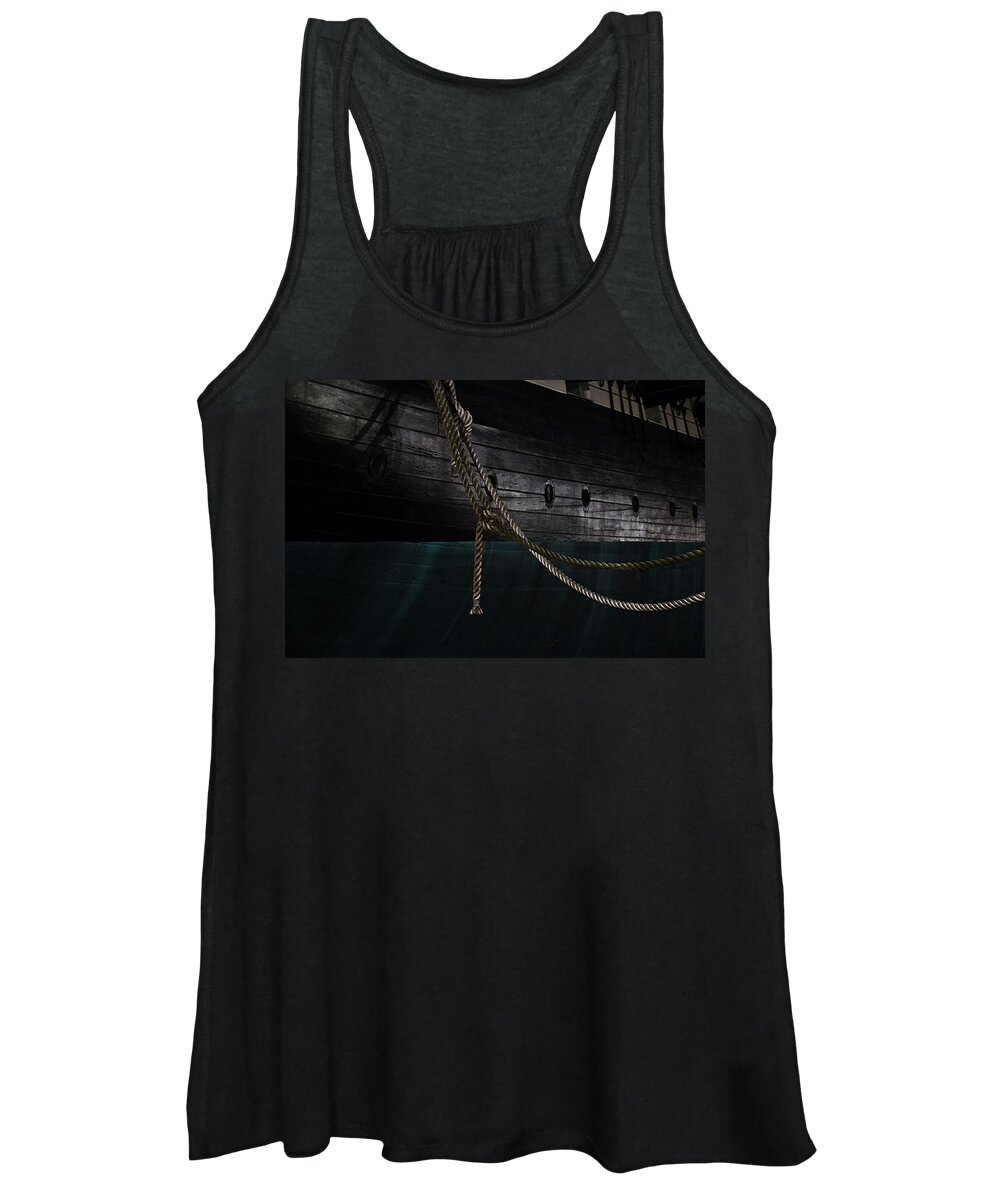 Uss Constellation Women's Tank Top featuring the photograph Ropes on the USS Constellation Navy ship by Marianna Mills