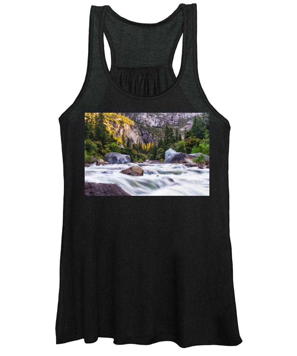 Sierras Women's Tank Top featuring the photograph Rush of the Merced by Anthony Michael Bonafede