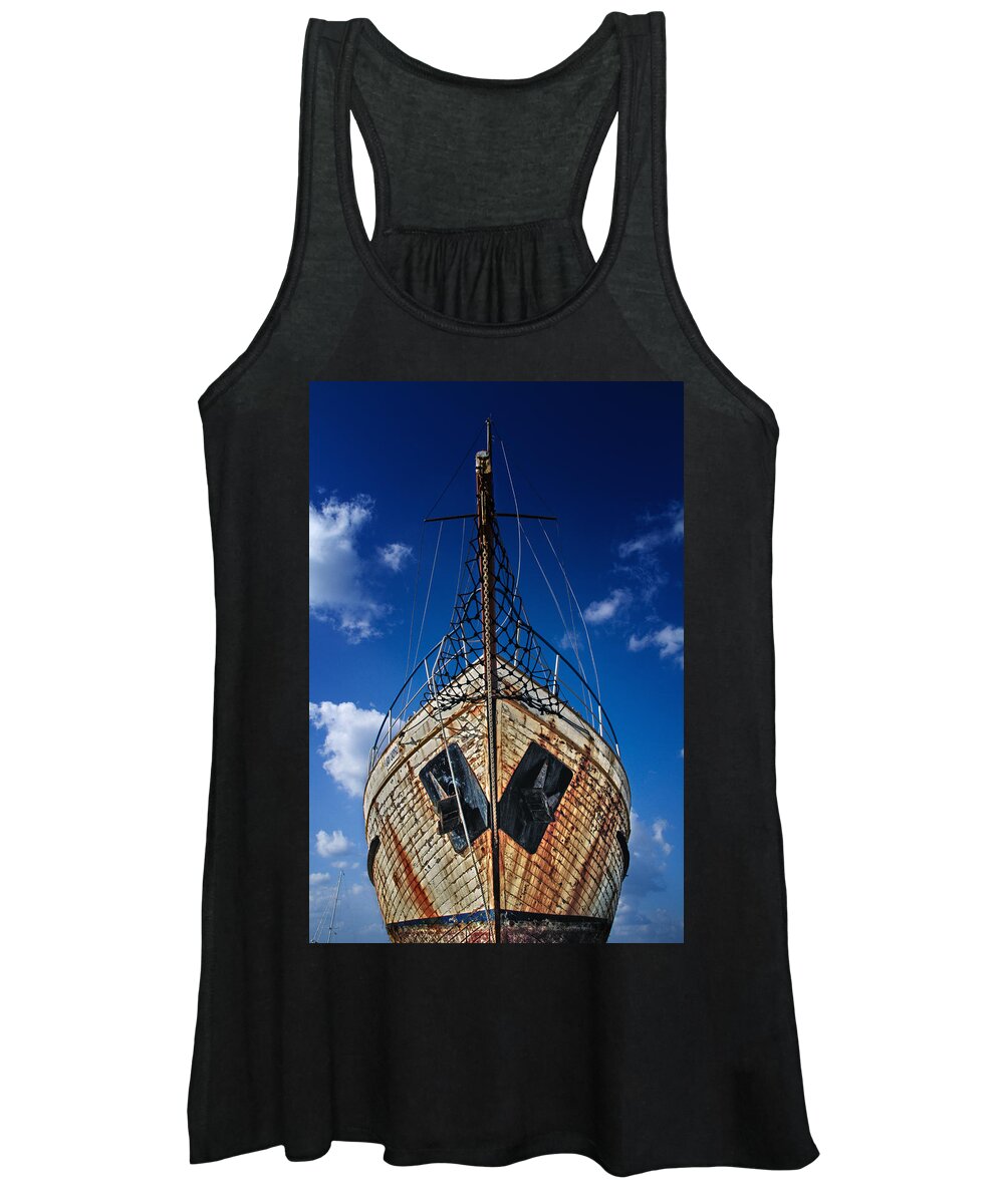 Abandoned Women's Tank Top featuring the photograph Rusting boat by Stelios Kleanthous