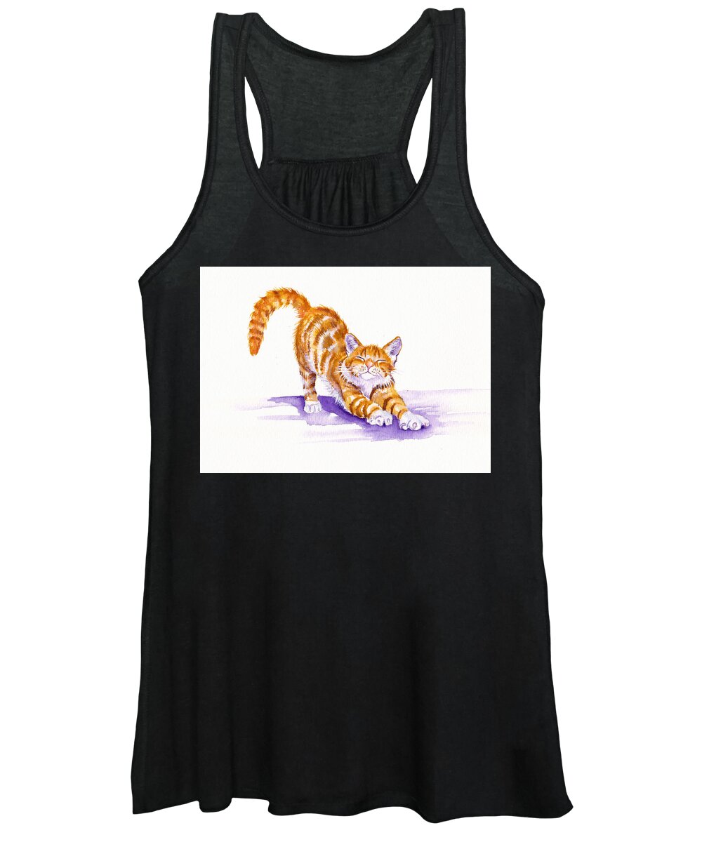 Cats Women's Tank Top featuring the painting S-T-R-E-T-C-H  Ginger Cat by Debra Hall