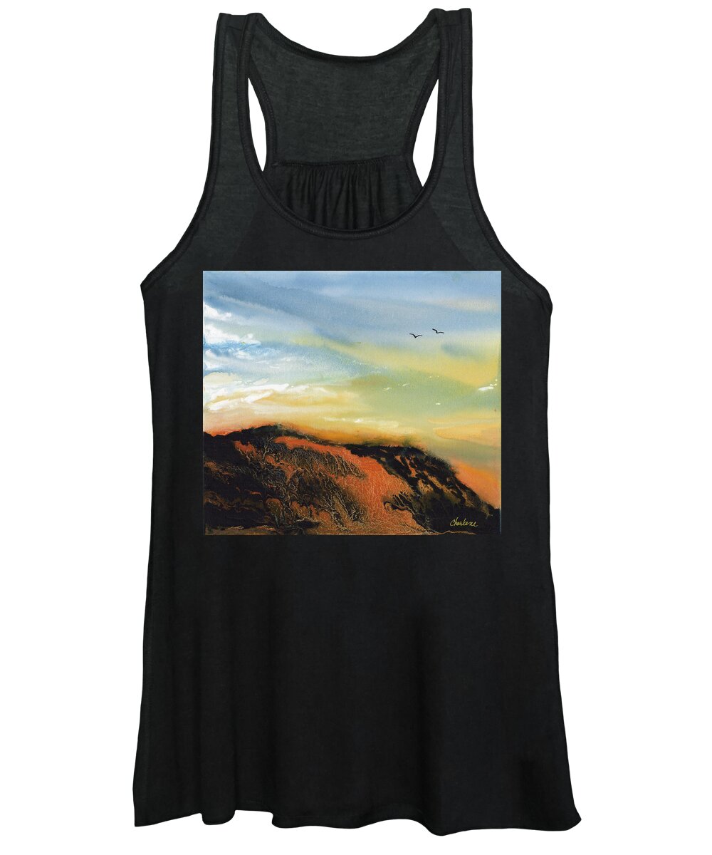 Landscape Women's Tank Top featuring the painting Sand Dune Overlook by Charlene Fuhrman-Schulz