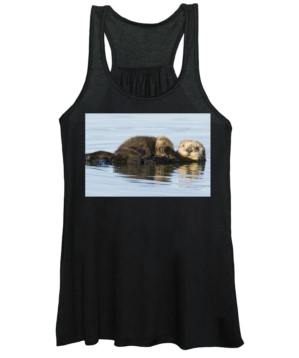 00429658 Women's Tank Top featuring the photograph Sea Otter Mother And Pup Elkhorn Slough by Sebastian Kennerknecht