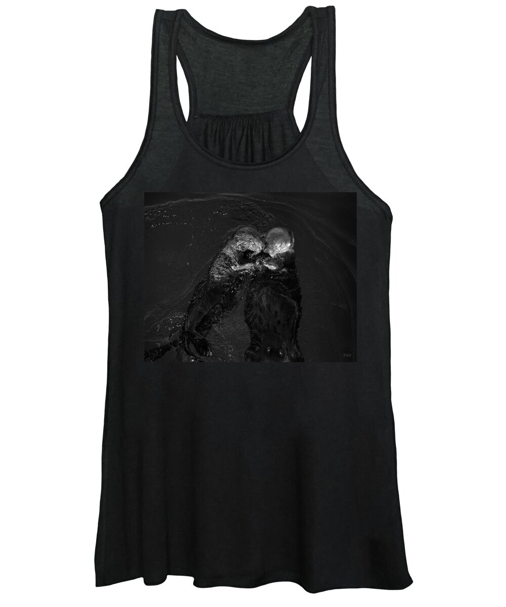 Sea Otter Women's Tank Top featuring the photograph Sea Otters II BW by David Gordon