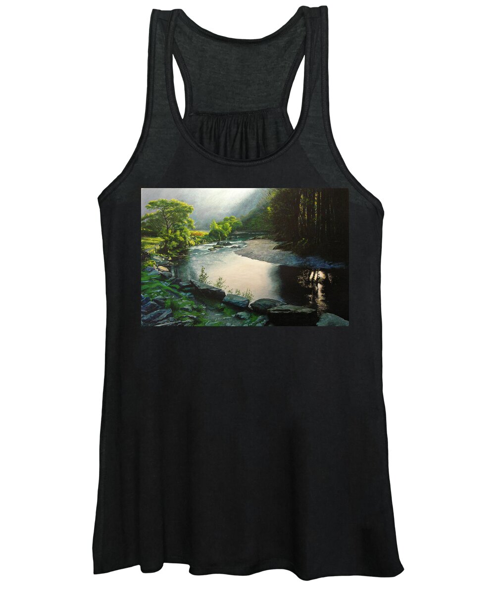 Valley Women's Tank Top featuring the painting Secret Valley by Harry Robertson