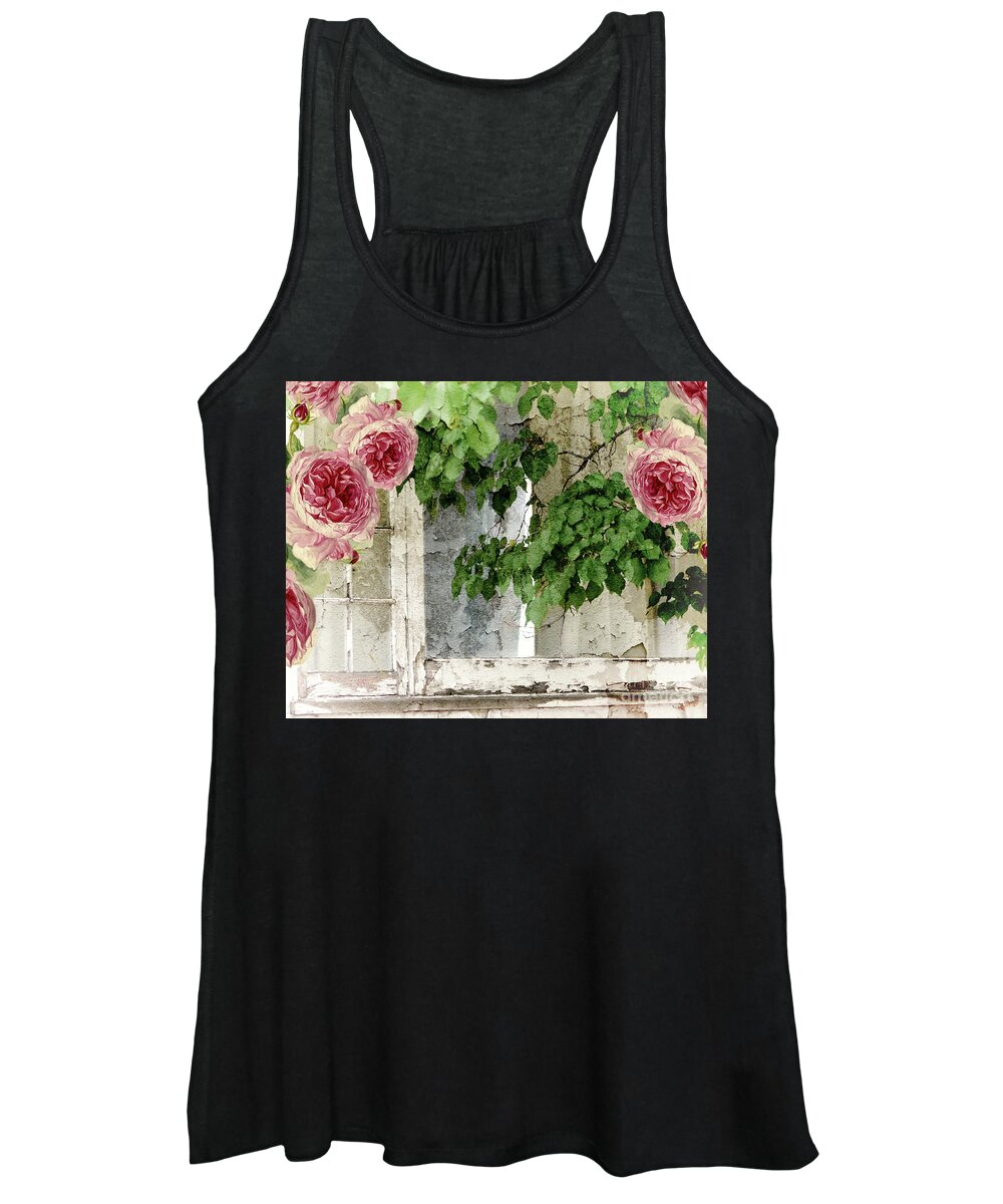 Shabby Cottage Women's Tank Top featuring the painting Shabby Cottage Window by Mindy Sommers
