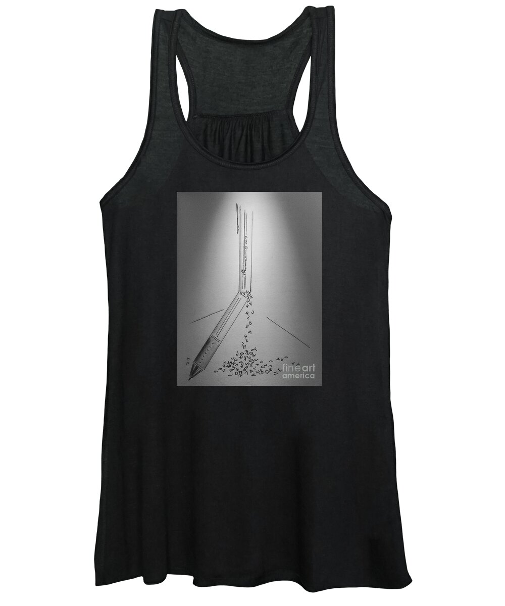 Pen Women's Tank Top featuring the drawing Onto the Page by Barbara Chase