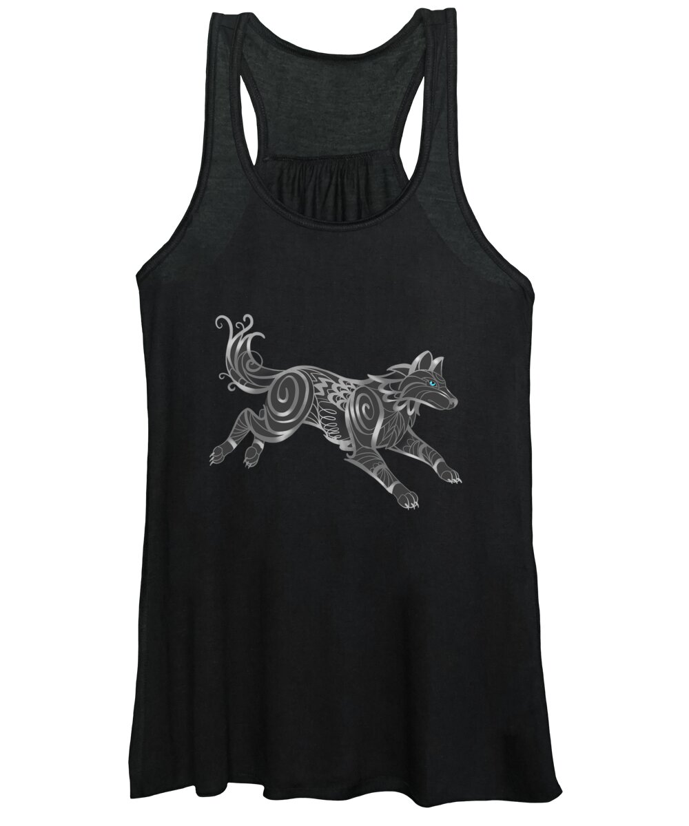 Wolf Women's Tank Top featuring the painting Shimmering Silver Ghost Wolf by Little Bunny Sunshine