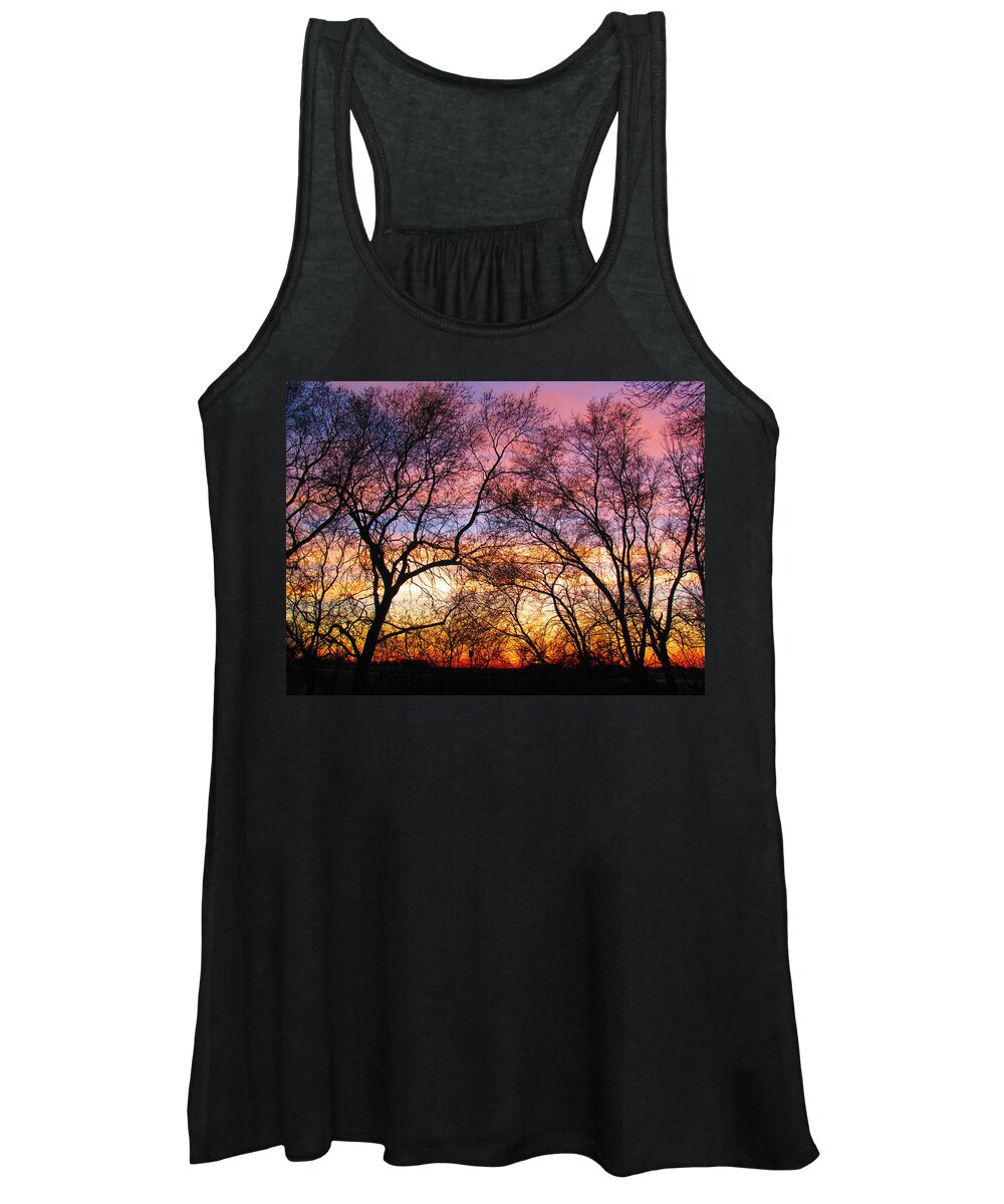 Photograph Women's Tank Top featuring the photograph Silhouette Sunset 43017 by Delynn Addams