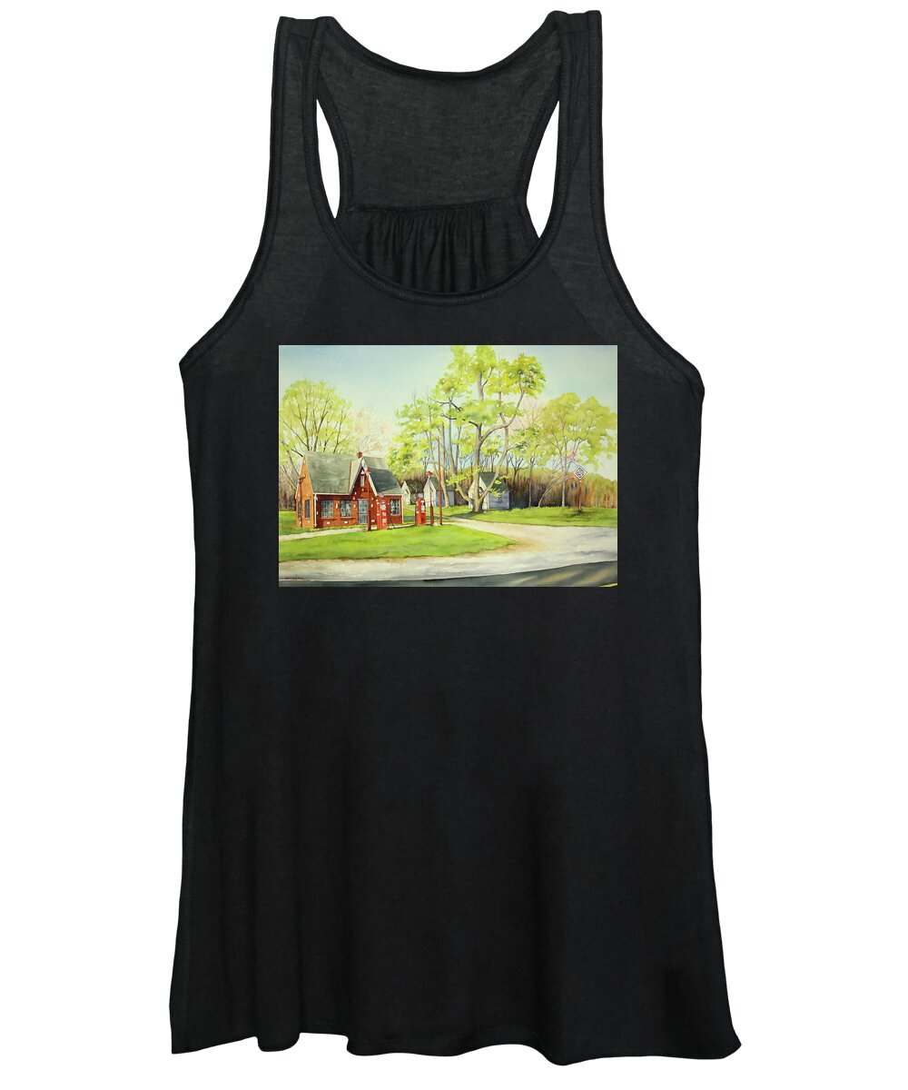 Gas Station Women's Tank Top featuring the painting Skelly Gas Station by Brenda Beck Fisher