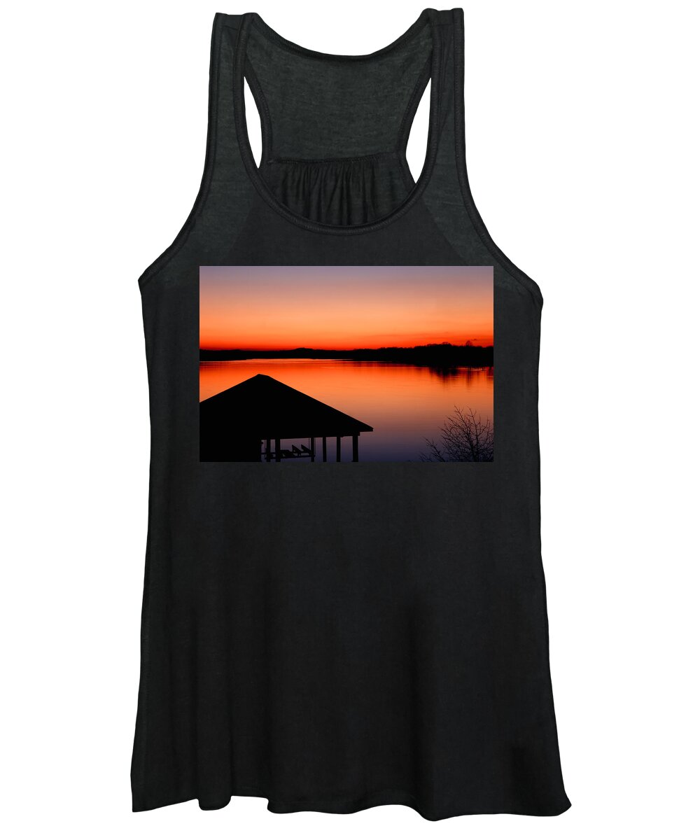 Sunset Women's Tank Top featuring the photograph Smith Mountain Sunset by Jean Macaluso