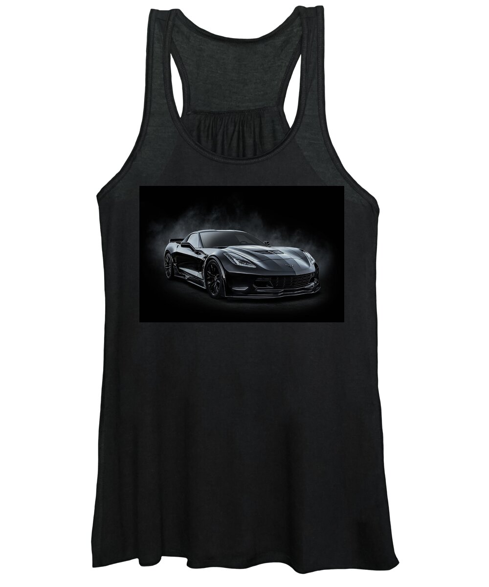 Corvette Women's Tank Top featuring the digital art Black Z06 Corvette by Douglas Pittman