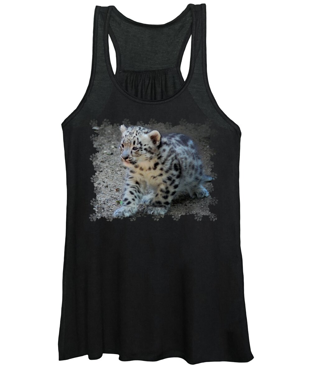 Terry Deluco Women's Tank Top featuring the photograph Snow Leopard Cub Paws Border by Terry DeLuco