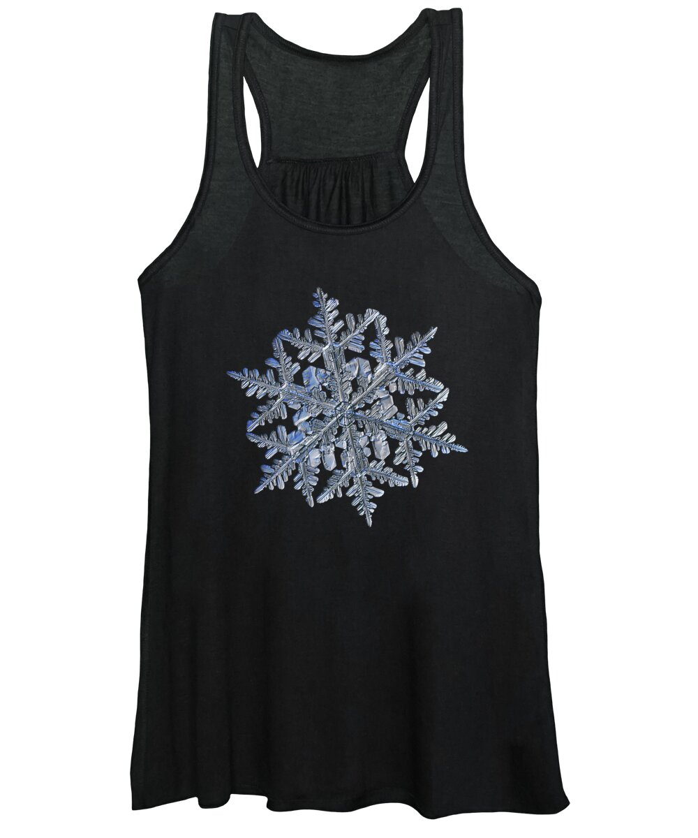 Snowflake Women's Tank Top featuring the photograph Snowflake macro photo - 13 February 2017 - 3 black by Alexey Kljatov