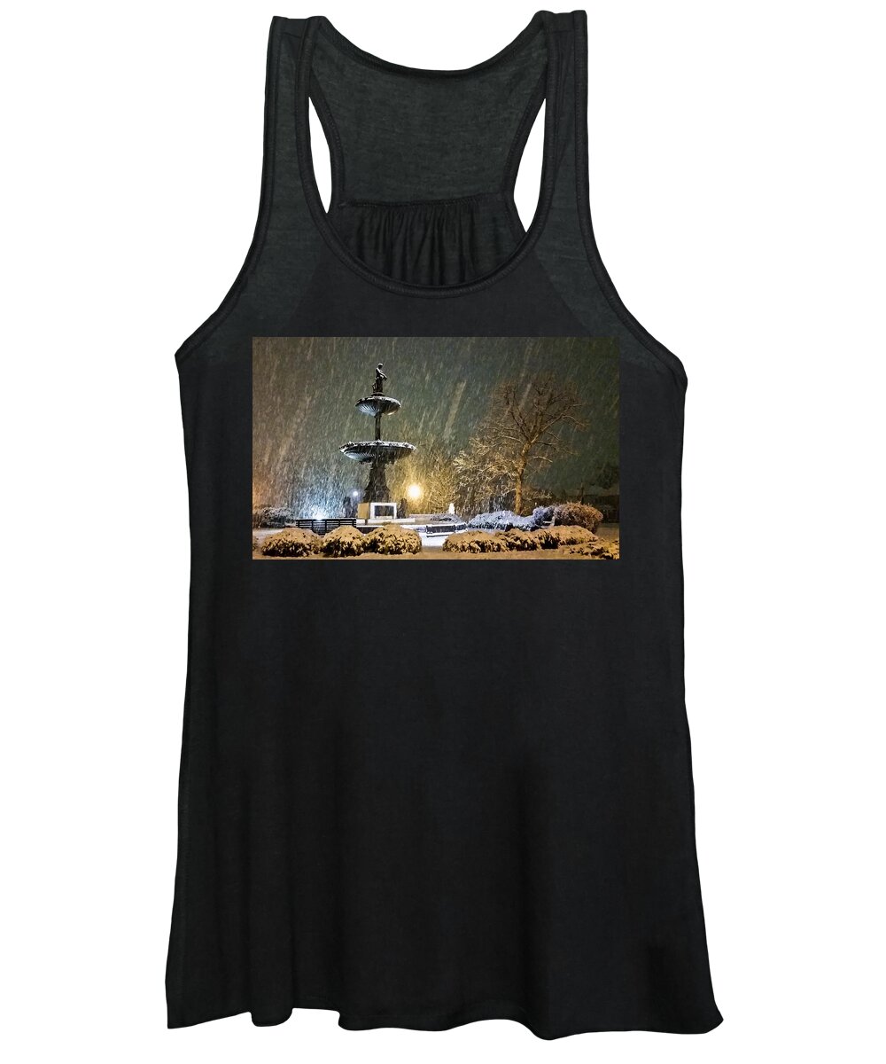 Snow Women's Tank Top featuring the photograph Snowy Fountain by Jonny D