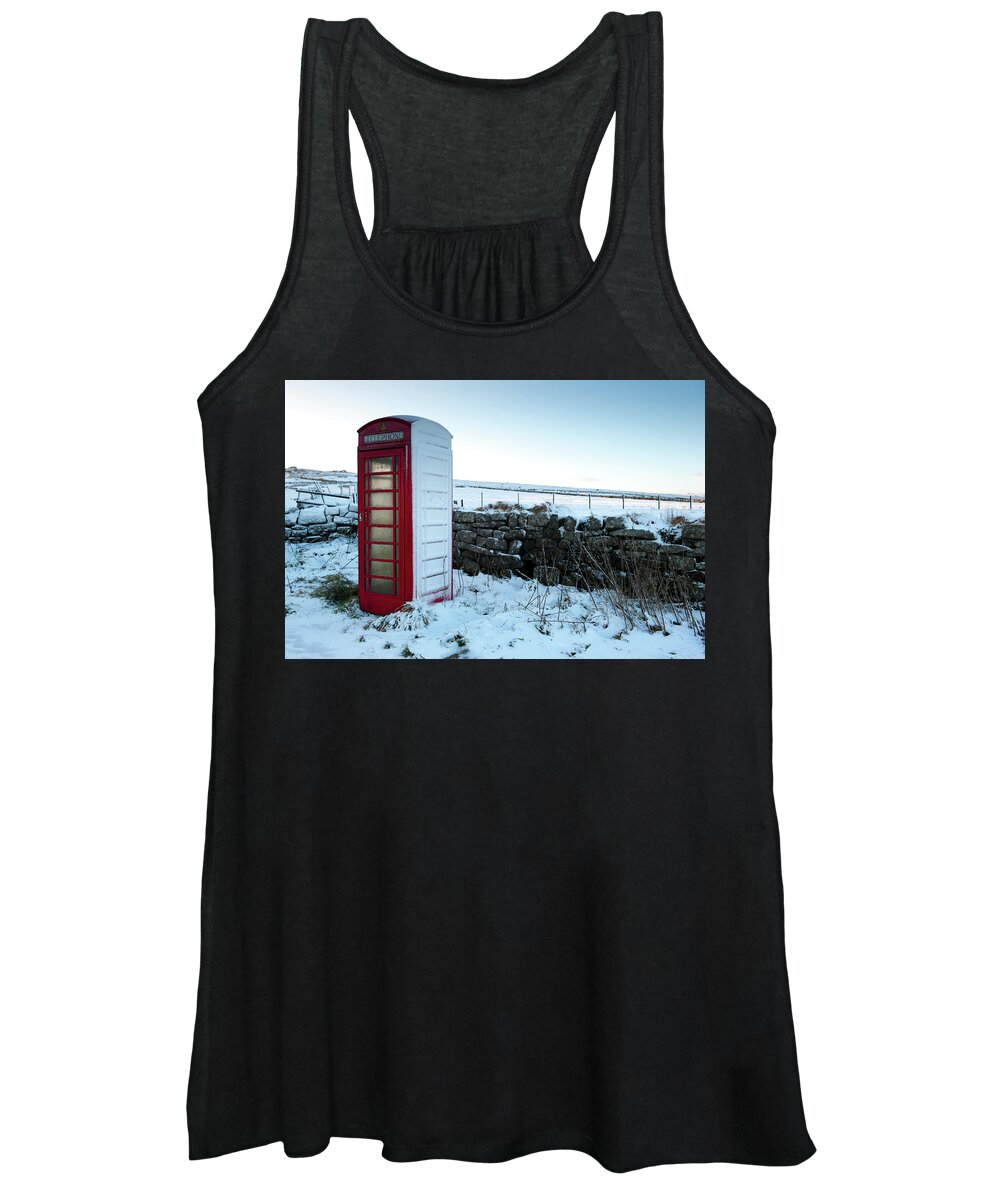 Helen Northcott Women's Tank Top featuring the photograph Snowy Telephone Box by Helen Jackson