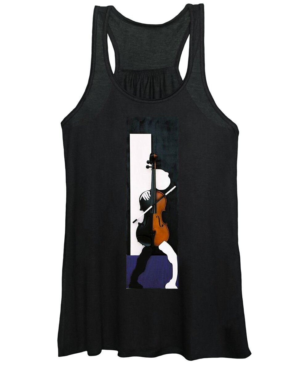  Violin Women's Tank Top featuring the sculpture Soul Of Music by Steve Karol