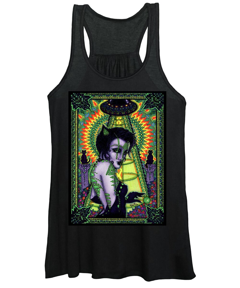 Alien Women's Tank Top featuring the drawing Spirit by Baruska A Michalcikova