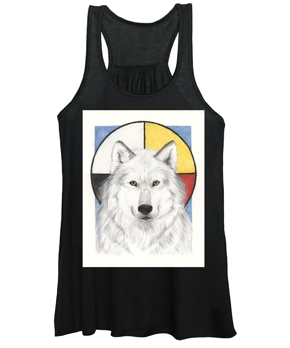 Wolf Women's Tank Top featuring the painting Spirit Wolf by Brandy Woods