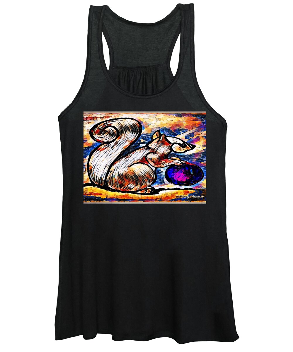 Squirrel Women's Tank Top featuring the painting Squirrel With Christmas Ornament by MaryLee Parker