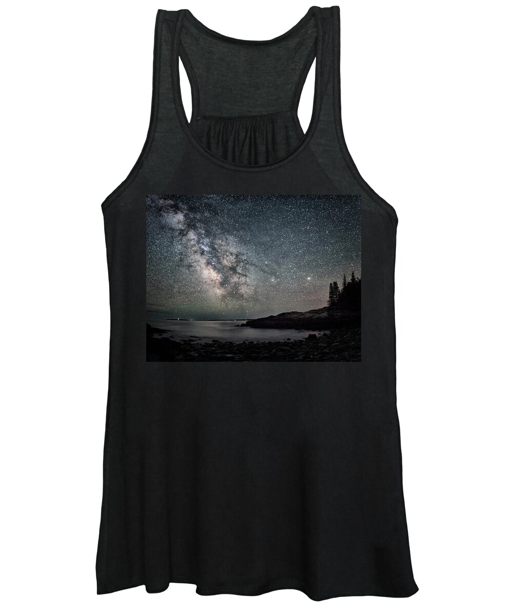 Maine Women's Tank Top featuring the photograph Stars Over Acadia by Robert Fawcett