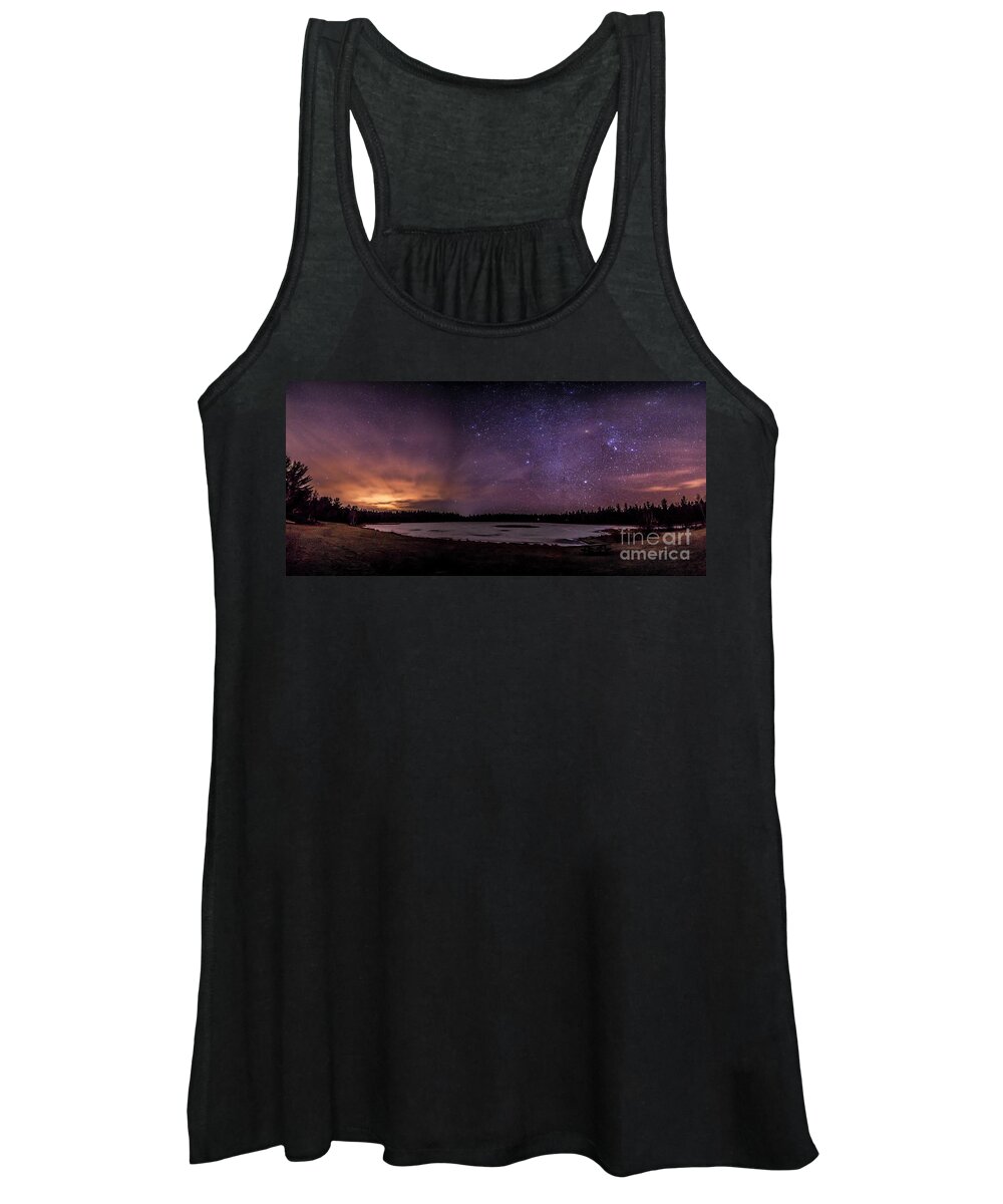 Night Women's Tank Top featuring the photograph Stars over Lake Eaton by Rod Best