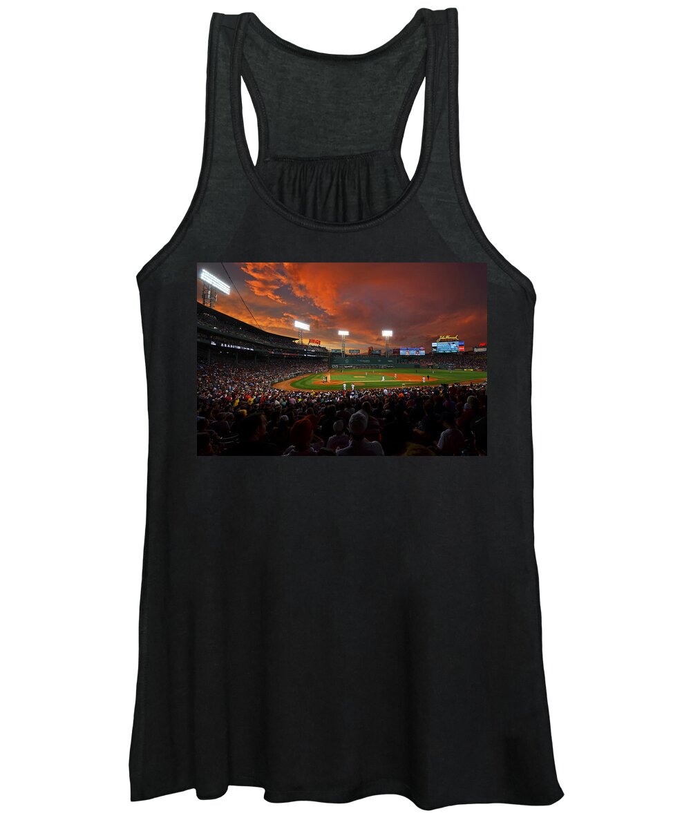 Boston Women's Tank Top featuring the photograph Storm clouds over Fenway Park by Toby McGuire