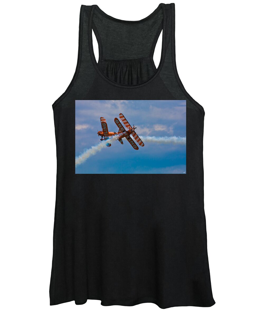 Biplane Women's Tank Top featuring the photograph Stunt Biplanes with Wingwalkers by Chris Lord