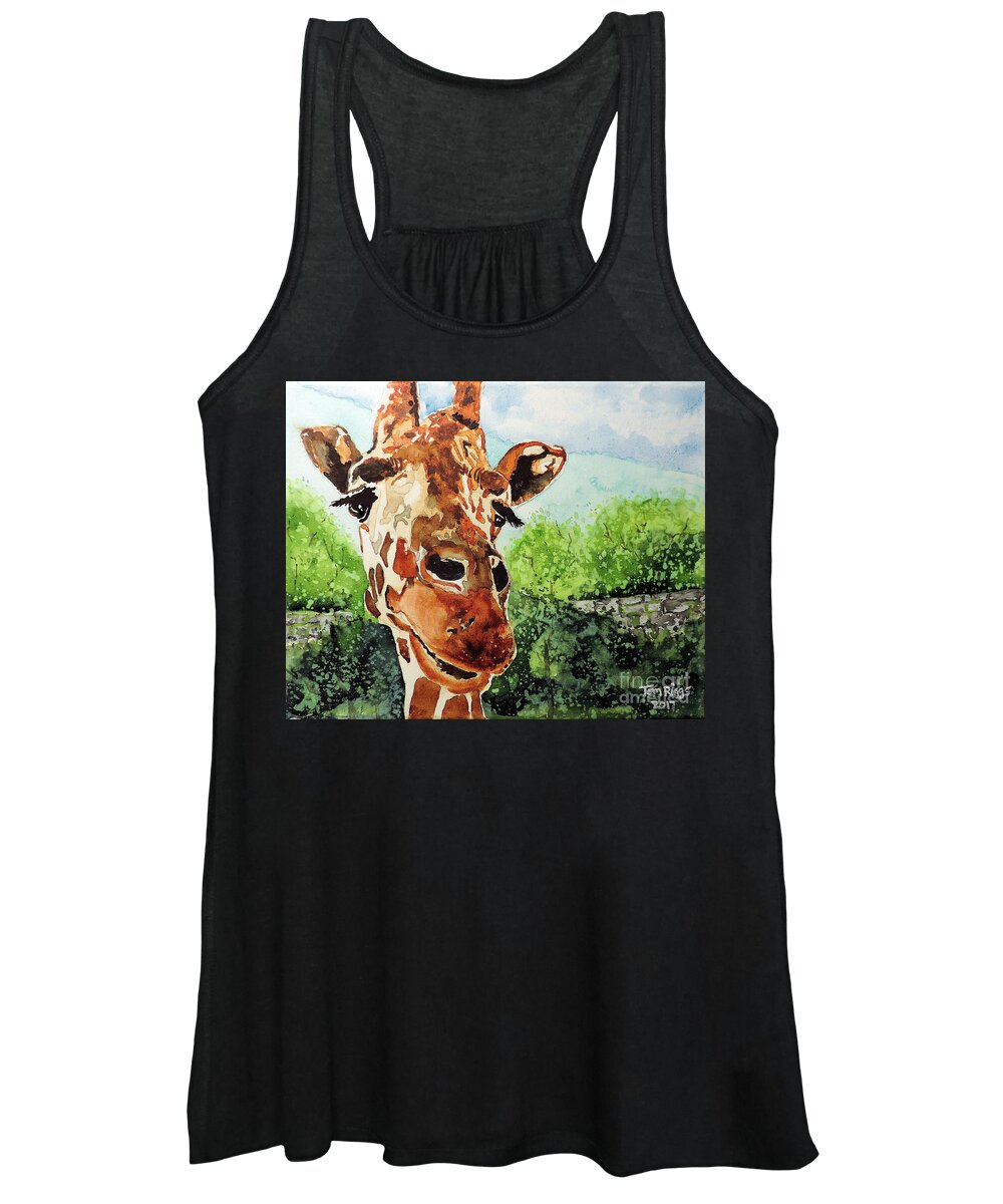 Giraffe Women's Tank Top featuring the painting Such a Sweet Face by Tom Riggs