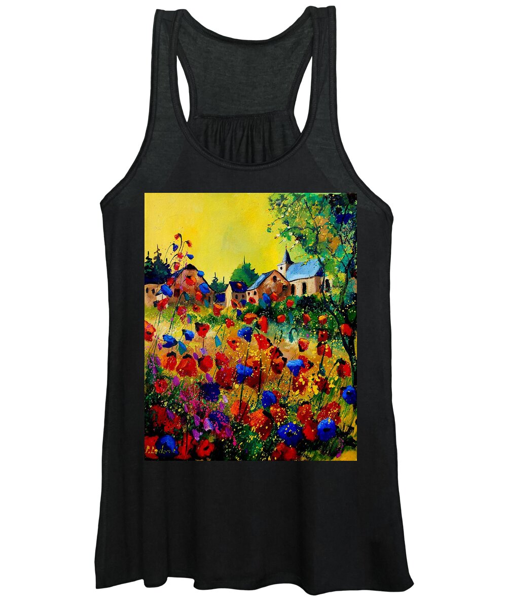 Poppy Women's Tank Top featuring the painting Summer in Sosoye by Pol Ledent