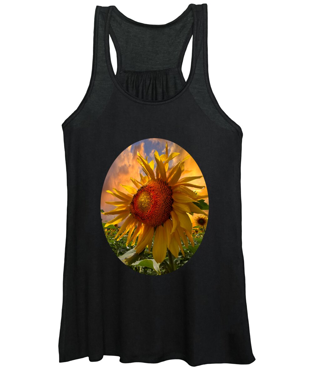 Sunflower Women's Tank Top featuring the photograph Sunflower Dawn in Oval by Debra and Dave Vanderlaan