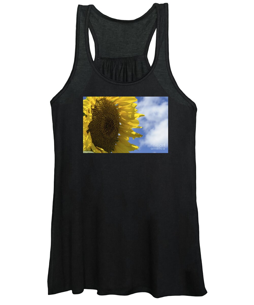 (calm Or Still) Women's Tank Top featuring the photograph Sunny Faces and Blue Skies by Debra Fedchin