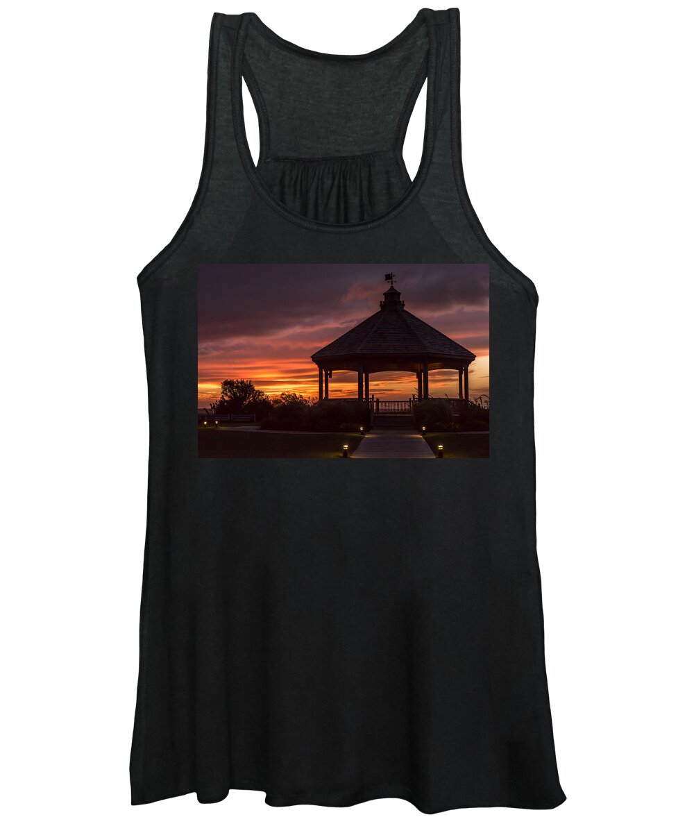 Terry D Photography Women's Tank Top featuring the photograph Sunset Gazebo Lavallette New Jersey by Terry DeLuco