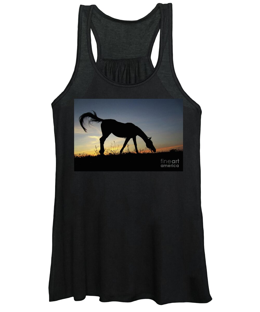 Horse Women's Tank Top featuring the photograph Sunset Horse by Dimitar Hristov