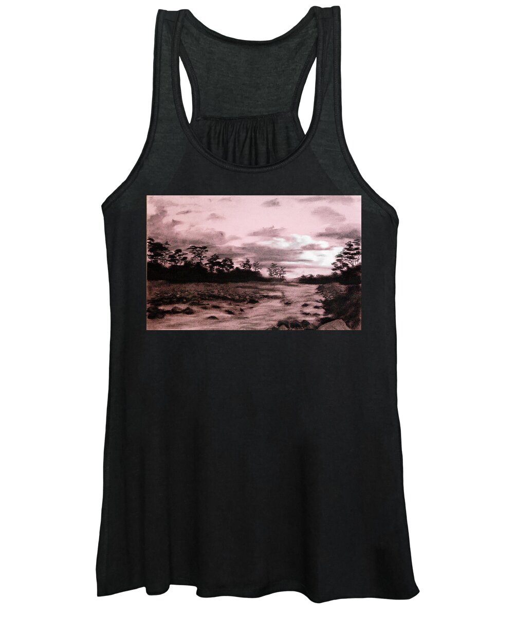 Sunset Women's Tank Top featuring the drawing Sunset in Casanare by Jordan Henderson
